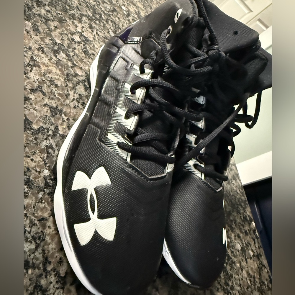 Under Armour Black and White High-Top Cleats